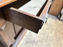 Antique Victorian Burl Walnut Bookcase Cabinet Cupboard Desk With Keys 2pc