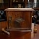 Antique Victorian Cigar Humidor Cabinet Solid Mahogany Brass Trim 1890s 1900s