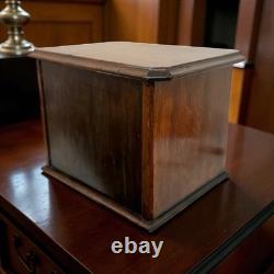 Antique Victorian Cigar Humidor Cabinet Solid Mahogany Brass Trim 1890s 1900s