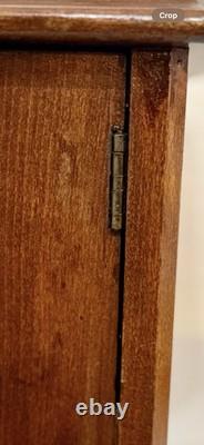 Antique Victorian Cigar Humidor Cabinet Solid Mahogany Brass Trim 1890s 1900s