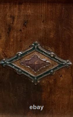 Antique Victorian Cigar Humidor Cabinet Solid Mahogany Brass Trim 1890s 1900s
