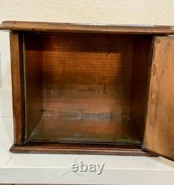 Antique Victorian Cigar Humidor Cabinet Solid Mahogany Brass Trim 1890s 1900s
