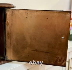 Antique Victorian Cigar Humidor Cabinet Solid Mahogany Brass Trim 1890s 1900s