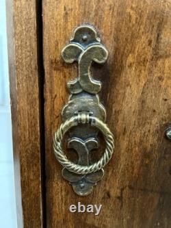 Antique Victorian Cigar Humidor Cabinet Solid Mahogany Brass Trim 1890s 1900s