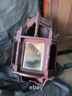 Antique Victorian Eastlake Aesthetic Hanging Mahogany Corner Cupboard Cabinet
