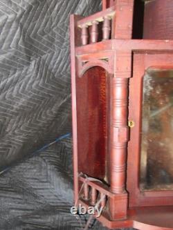 Antique Victorian Eastlake Aesthetic Hanging Mahogany Corner Cupboard Cabinet