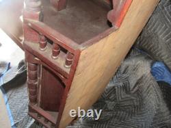 Antique Victorian Eastlake Aesthetic Hanging Mahogany Corner Cupboard Cabinet