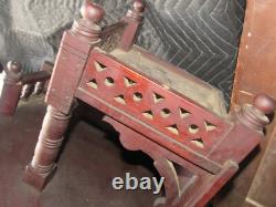 Antique Victorian Eastlake Aesthetic Hanging Mahogany Corner Cupboard Cabinet