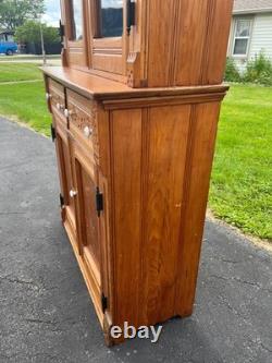 Antique Victorian Eastlake China Hutch Stepback Kitchen Cabinet