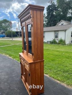 Antique Victorian Eastlake China Hutch Stepback Kitchen Cabinet