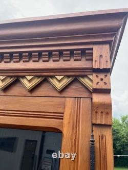 Antique Victorian Eastlake China Hutch Stepback Kitchen Cabinet