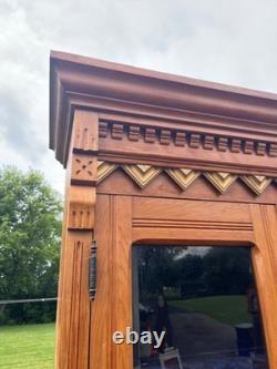 Antique Victorian Eastlake China Hutch Stepback Kitchen Cabinet