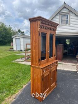 Antique Victorian Eastlake China Hutch Stepback Kitchen Cabinet