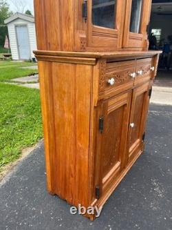 Antique Victorian Eastlake China Hutch Stepback Kitchen Cabinet