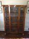 Antique Victorian Empire Oak China Cabinet Bowithcurved Glass Front 62h X42w X16d