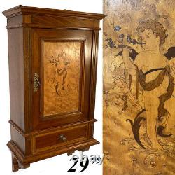 Antique Victorian Era 29 Wall Cabinet, Pipe or Tobacco Smoker's Chest, Figural