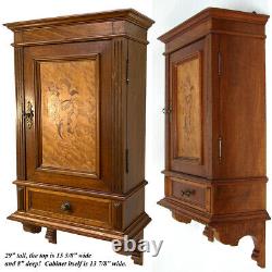 Antique Victorian Era 29 Wall Cabinet, Pipe or Tobacco Smoker's Chest, Figural