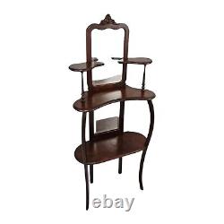 Antique Victorian Etagere Display Shelf Cabinet Mahogany Bevel Mirror Art Nouvea