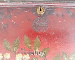 Antique Victorian Milwis Bestouse Painted Flower 2 Shelf Tin Cake Safe Cabinet