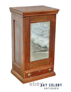 Antique Victorian Oak Belding Brothers Mirrored Spool Cabinet With Gold Decals