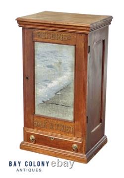 Antique Victorian Oak Belding Brothers Mirrored Spool Cabinet With Gold Decals