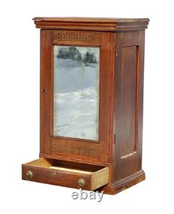 Antique Victorian Oak Belding Brothers Mirrored Spool Cabinet With Gold Decals