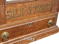 Antique Victorian Oak Belding Brothers Mirrored Spool Cabinet With Gold Decals