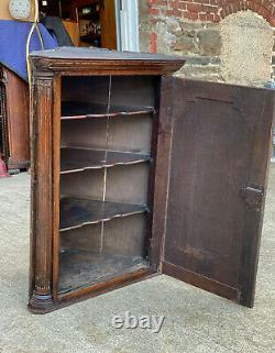 Antique Victorian Oak Carved Wall Hanging Corner Cabinet