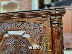 Antique Victorian Oak Carved Wall Hanging Corner Cabinet