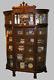 Antique Victorian Oak China Curio Cabinet Claw Feet Canopy