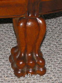 Antique Victorian Oak China Curio Cabinet claw feet Canopy