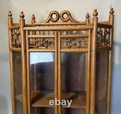 Antique Victorian Oak Stick & Ball Curio China Cabinet