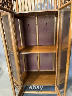 Antique Victorian Oak Stick & Ball Curio China Cabinet