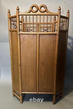 Antique Victorian Oak Stick & Ball Curio China Cabinet