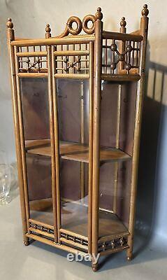 Antique Victorian Oak Stick & Ball Curio China Cabinet