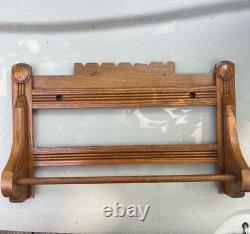 Antique Victorian Oak Wall mount Towel Rack