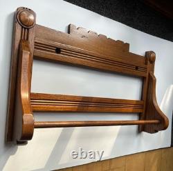 Antique Victorian Oak Wall mount Towel Rack