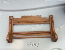 Antique Victorian Oak Wall mount Towel Rack