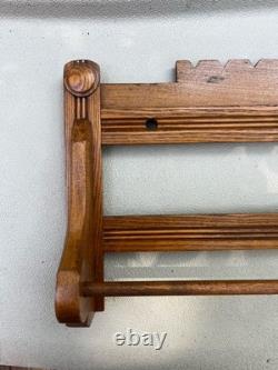 Antique Victorian Oak Wall mount Towel Rack