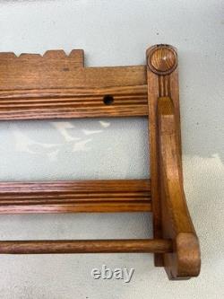 Antique Victorian Oak Wall mount Towel Rack