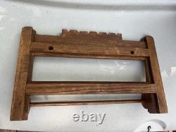 Antique Victorian Oak Wall mount Towel Rack