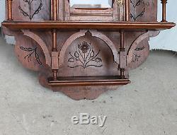 Antique Victorian Oak wall Mount shelf with beveled glass door Original finish