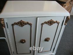 Antique Victorian Radio Cabinet With Gold Scrolled Cornice Reclaimed