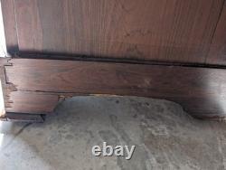 Antique Victorian Walnut 2 Glass Door Cabinet 2 Blind Door Cupboard
