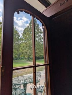 Antique Victorian Walnut 2 Glass Door Cabinet 2 Blind Door Cupboard