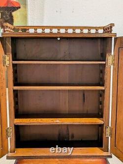 Antique Victorian Walnut Double Door Hanging Cabinet / Medicine Cabinet