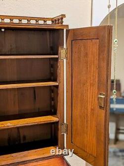 Antique Victorian Walnut Double Door Hanging Cabinet / Medicine Cabinet