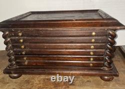 Antique Victorian Walnut Spool Cabinet 3 Drawer For Pocketwatch Collection