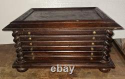 Antique Victorian Walnut Spool Cabinet 3 Drawer For Pocketwatch Collection