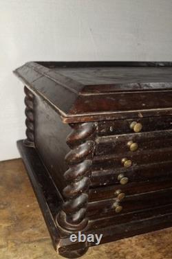 Antique Victorian Walnut Spool Cabinet 3 Drawer For Pocketwatch Collection